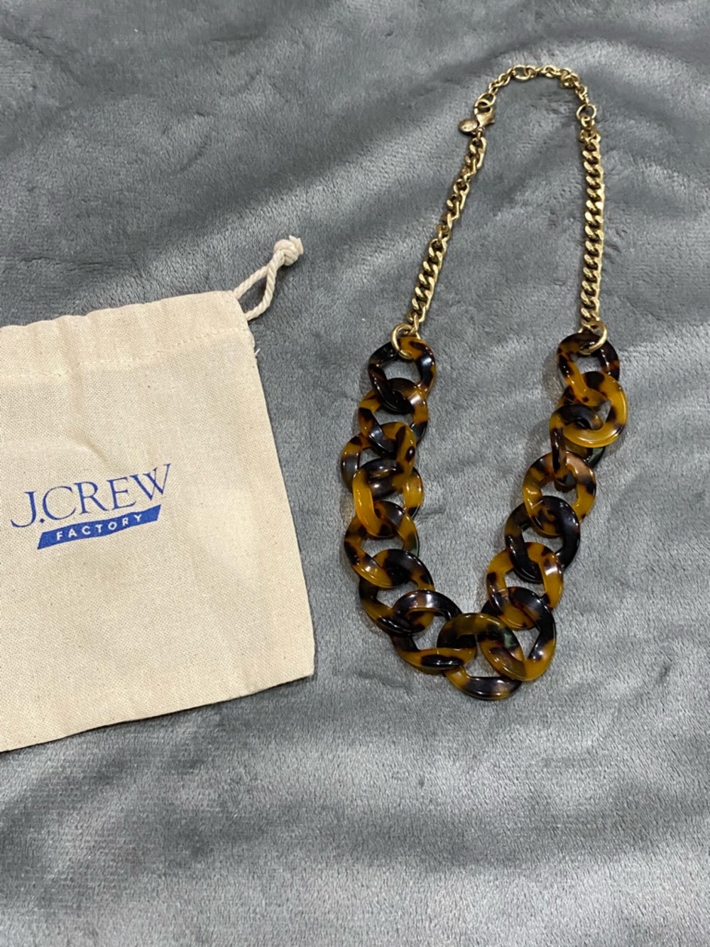 J. Crew Tortoiseshell Link Necklace in Brown and Gold